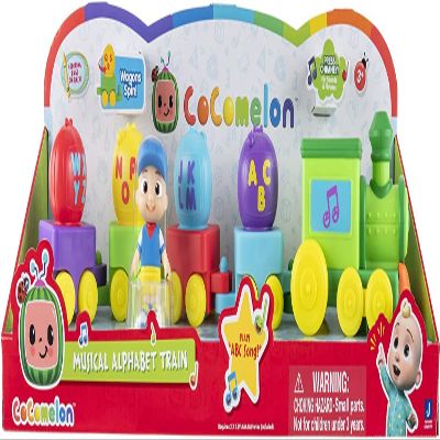 CoComelon Musical Alphabet Train with JJ-Features with Music,Sounds & Phrases-4 Alphabet Wagons,1 JJ Conductor Figure-Plays Clips of ABC Song-Toys for Kids and Preschoolers