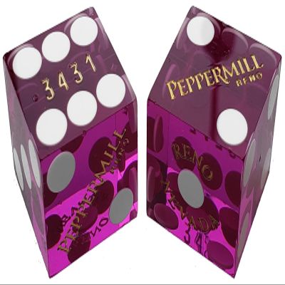 Cyber-Deals Wide Selection 19mm Craps Dice Pairs Authentic Nevada Casino TablePlayed Dice Peppermill Reno Purple Polished, Matching Serials