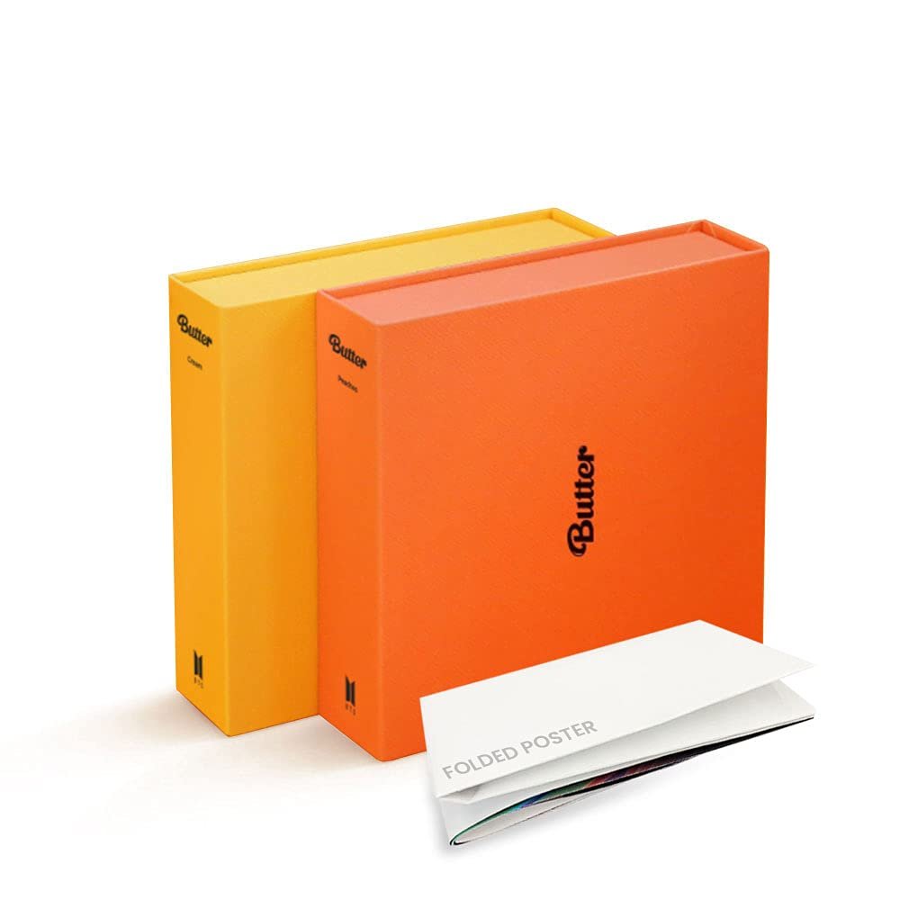 Bangtan Boys BTS BUTTER Set (Cream ver +Peaches ver) Single album [with Extra Lenticular Photocard and Sticker] (Pre-Order limited Posters (Folded)), BHE0073
