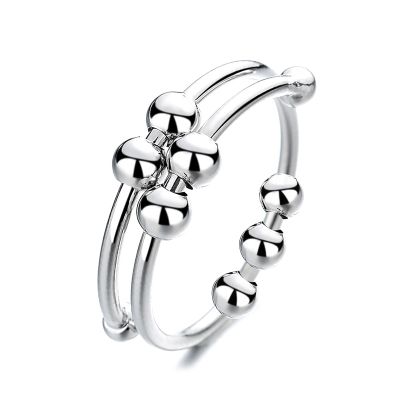 Adjustable Fidget Rings, Anxiety Relief ring, Anti-worry Bead Rings Spinner Ring Gift for Women Men