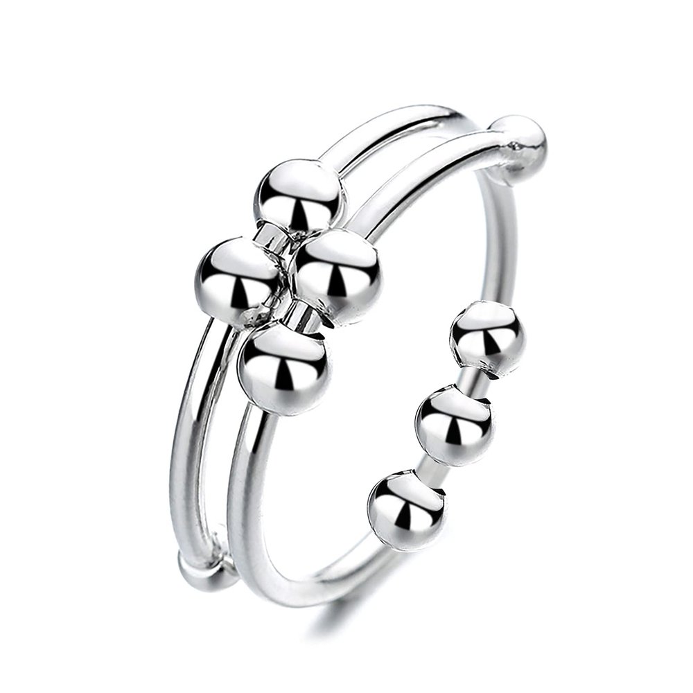 Adjustable Fidget Rings, Anxiety Relief ring, Anti-worry Bead Rings Spinner Ring Gift for Women Men