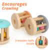DUCKBOXX XX Montessori Infant Educational Toys, Natural Wood Rolling Rattle Toy, Early Learning Toy for Developing Fine Motor Skills and Color Recognition, for Ages 0m2yrs (Burlywood Base - 3pcs) view 3