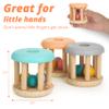 DUCKBOXX XX Montessori Infant Educational Toys, Natural Wood Rolling Rattle Toy, Early Learning Toy for Developing Fine Motor Skills and Color Recognition, for Ages 0m2yrs (Burlywood Base - 3pcs) view 4