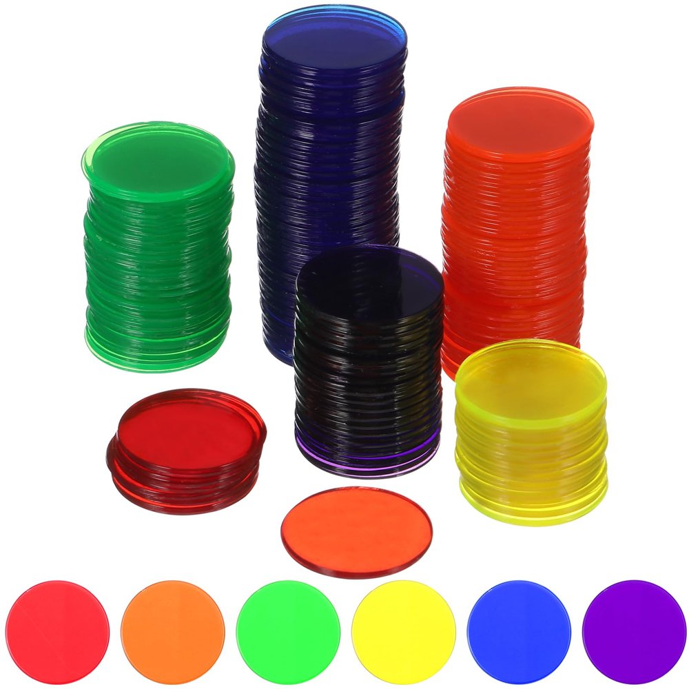 ifundom Bingo Chips, 6 Colors 300 Pcs Small Plastic Learning Counters Disks Bingo Chip Counting Discs Markers for Math Practice and Poker Chips Game Tokens