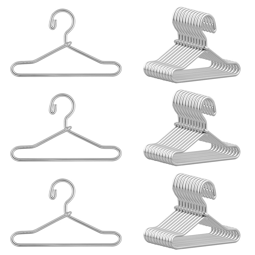 20 Pcs Doll Clothes Hanger Metal Doll Outfit Hanger Wardrobe Doll Clothes Accessories for Doll Clothes Gown Dress Outfit 65mm White