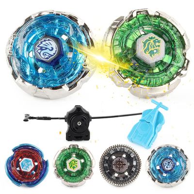 Gyros 4 Pieces Pack Battling Tops Metal Fusion Starter Set with Stickers Two Launchers Gift Idea Toys with Storage Box