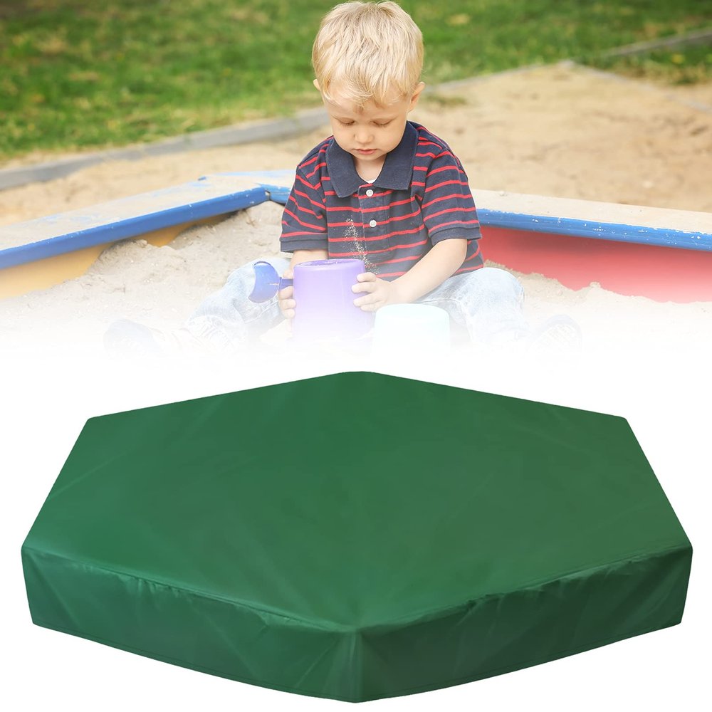 MIKIMIQI Sandbox Cover, Hexagon Sandbox Sandpit Cover with Drawstring Waterproof Sandbox Pool Cover Oxford Protective Cover for Sandpit Canopy Sand Toys Protection Cover for Outdoor (140X110cm)