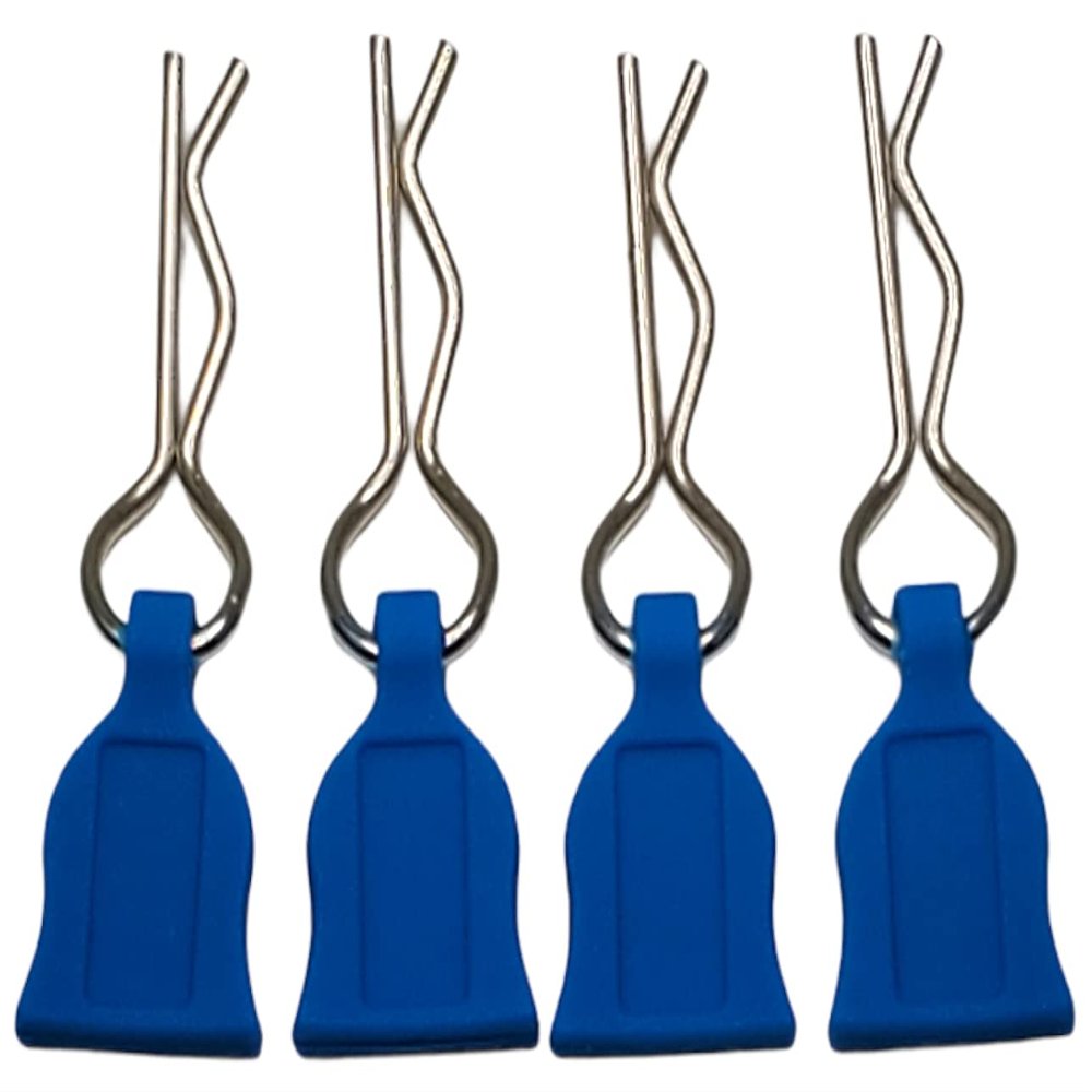NHX RC 1/10 Body Clips with Rubber Pull Tab - Blue 4pc