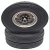 NHX RC Aluminum Rear Wheels Rim Silver w/Tires for 1/14 Tamiya Tractor Trucks view 1