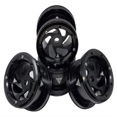 NHX RC 2.2'' Aluminum Beadlock Crawler Wheels Rims - 8 Spoke: Black 4pcs/Set