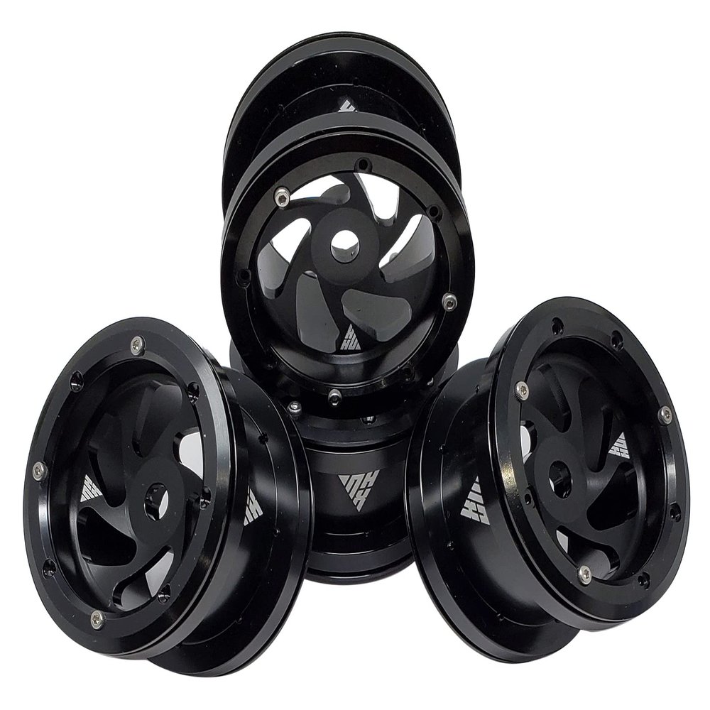NHX RC 2.2'' Aluminum Beadlock Crawler Wheels Rims - 8 Spoke: Black 4pcs/Set