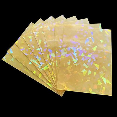 100ct Foil Kpop Photo Card Sleeves MTG Deck Protector Standard Size Shield Gemstone Laser Effects Holographic Matte 66x91 (Yellow)