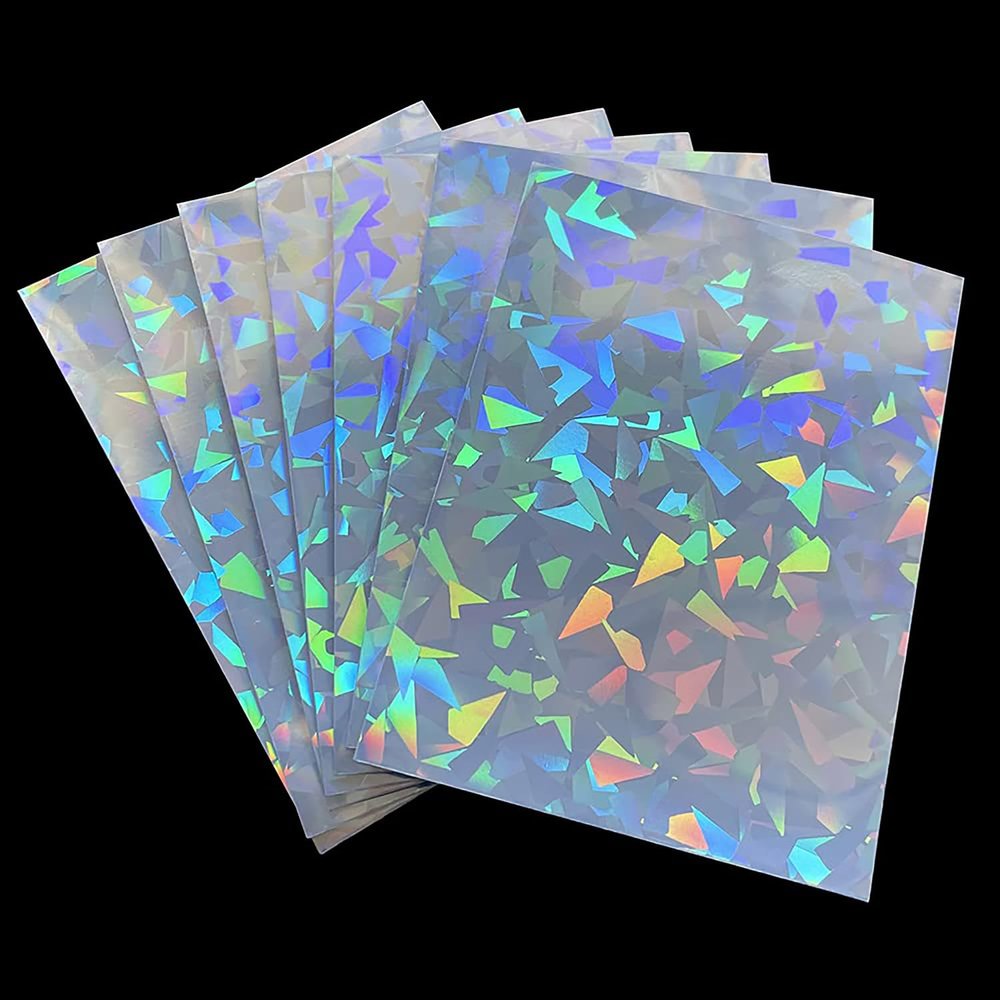100ct Foil Kpop Photo Card Sleeves MTG Deck Protector Standard Size Shield Gemstone Laser Effects Holographic Matte 66x91 (Blue)