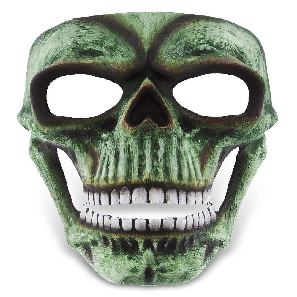 Attitude Studio Green Skeleton Mask - Costume Skull Mask for Men and Women, Steampunk Inspired Full Face Mask Costume Accessory, Perfect for Halloween, Parties, Conventions, and Horror-Themed Events