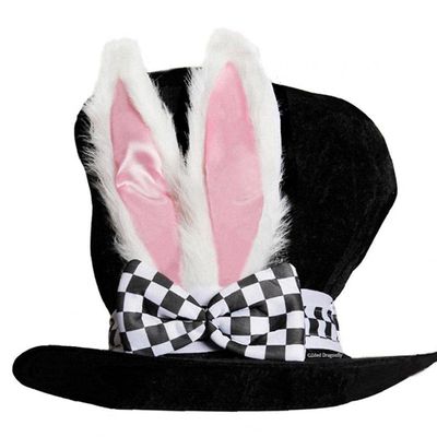 Ayrsjcl 1pc Hat with Bunny Ears Kids Rabbit Gift Cute Plush Topper Funny Performance Costume with Checkered