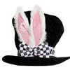 Ayrsjcl 1pc Hat with Bunny Ears Kids Rabbit Gift Cute Plush Topper Funny Performance Costume with Checkered view 1