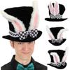 Ayrsjcl 1pc Hat with Bunny Ears Kids Rabbit Gift Cute Plush Topper Funny Performance Costume with Checkered view 4