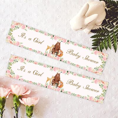 28PCS Woodland Baby Shower Water Bottle Labels Woodland Creatures Waterproof Water Bottle Wrappers for Girls