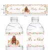 28PCS Woodland Baby Shower Water Bottle Labels Woodland Creatures Waterproof Water Bottle Wrappers for Girls view 3