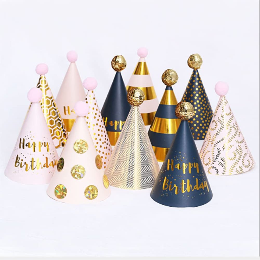Lmbabter Kids Birthday Party Hats 12PCS Cone Party Hats Fun Celebration Kit for Kids Party Supplies and Decorations