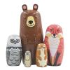 Lorveelo Cute Animal Nesting Dolls - Brown Bear Fox Owl Rabbit Raccoon Matryoshka Doll Handmade Wooden Dolls for Children Christmas Birthday Decoration Halloween Wishing Gift,Set of 5 view 1