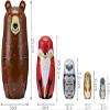 Lorveelo Cute Animal Nesting Dolls - Brown Bear Fox Owl Rabbit Raccoon Matryoshka Doll Handmade Wooden Dolls for Children Christmas Birthday Decoration Halloween Wishing Gift,Set of 5 view 4