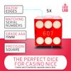 Luck Lab Grade AAA 19mm Casino Dice with Razor Edges and Matching Serial Numbers Set of 5 and Leather Dice Case (Red) view 4