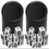 Cyber-Deals Black PU Leather Black Felt Lined Dice Cup with White Poker & Pip Dice in Storage Pouch Set (2 Sets) view 1