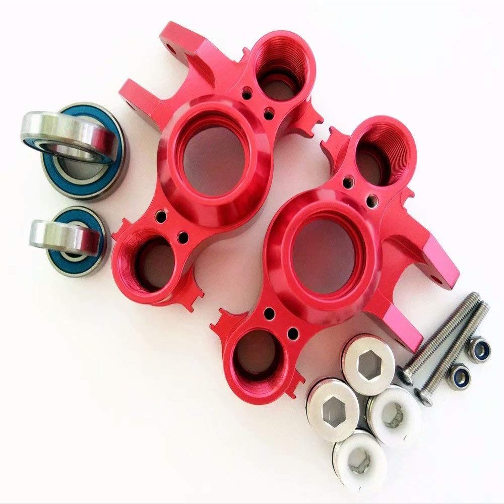 for 1/10 RC Car E-REVO REVO 3.3 Summit E/MAXX T/MAXX 3.3 Slayer Pro 4X4 5334R Aluminum Steering Block Knuckle Arm W/Rubber Shelded Bearing -1PR Set Red