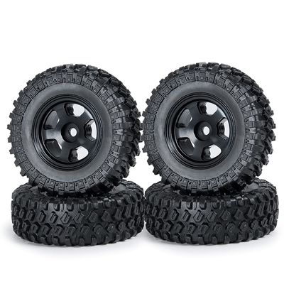 RCLIONS 4pcs RC Micro Beadlock Wheel Rims & Rubber Tires for All 1/24 Axial SCX24 AXI00001,AXI00002,AXI90081 Deadbolt RC Crawler Truck Car