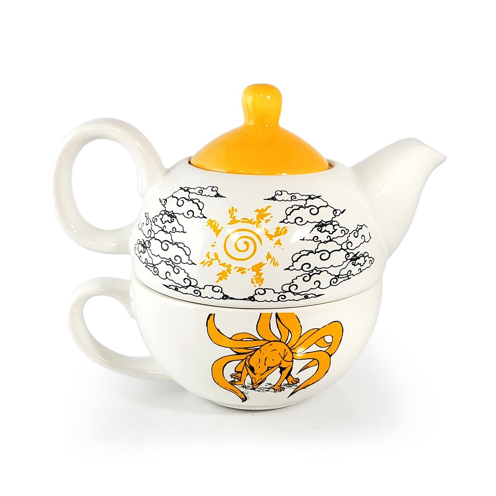 Just Funky Naruto Shippuden Tea Cup Set 2 with Teacup and Kettle | 15 Oz TeaCup Featuring The Nine-Tail Fox Kurama | Anime | Kitchen Deco | Naruto Tea Cup Set | Officially Licensed | By