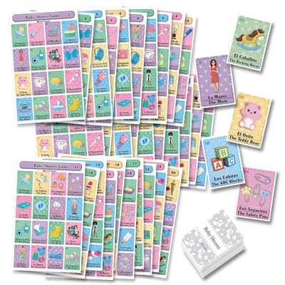 More Fiesta Baby Shower Bingo - Bilingual English Spanish, for up to 30 Players