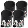 Cyber-Deals Black PU Leather Black Felt Lined Dice Cup with White Poker (Clubs Ace) & Pip Dice in Storage Pouch Set (4 Sets) view 1