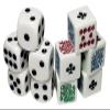 Cyber-Deals Black PU Leather Black Felt Lined Dice Cup with White Poker (Clubs Ace) & Pip Dice in Storage Pouch Set (4 Sets) view 2