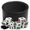 Cyber-Deals Black PU Leather Black Felt Lined Dice Cup with White Poker (Clubs Ace) & Pip Dice in Storage Pouch Set (1 Set) view 1
