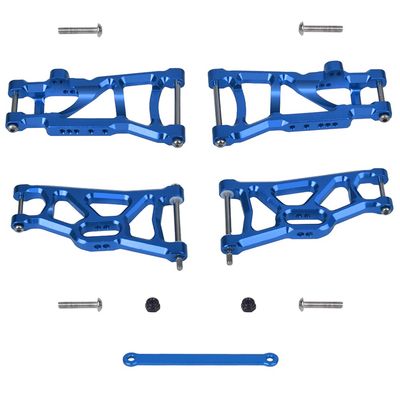 Globact 4-Pack Aluminum Alloy Front & Rear Suspension A-Arms and Tie Bar Upgrade Parts for Traxxas Slash 2WD F-150 1/10 RC Car Replacement of 2555 3631 2532 (Blue)