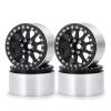 Que-T 4pcs 2.2" Beadlock Wheel Rims 35mm Wide Wheel Hubs for 1/10th Scale Axial Wraith AX90018 90048 RC Car Upgrade Parts (Matte Black) view 1