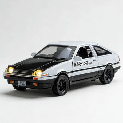 BDTCTK 1/32 AE86 Initial D Model Car, Zinc Alloy Pull Back Toy car with Sound and Light for Kids Boy Girl Gift(Black)
