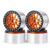 Que-T 4pcs 2.2" Beadlock Wheel Rims 35mm Wide Wheel Hubs for 1/10th Scale Axial Wraith AX90018 90048 RC Car Upgrade Parts (Yellow & Black) view 1