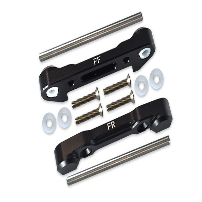 GPM 1:10 Lasernut U4 Tenacity LOS03028 / Tenacity DB Pro LOS03027V2 Upgrade Parts Aluminum Front Lower Suspension Mount - 12Pc Set Black
