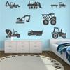 8 Transports Kids Wall Stickers Decals Excavator Bulldozer Mixer Truck Construction Truck Tractor Peel and Stick Removable for Nursery Bedroom Living Room Art murals Decorations JWH130 (Black) view 1