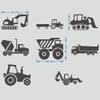 8 Transports Kids Wall Stickers Decals Excavator Bulldozer Mixer Truck Construction Truck Tractor Peel and Stick Removable for Nursery Bedroom Living Room Art murals Decorations JWH130 (Black) view 2