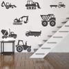 8 Transports Kids Wall Stickers Decals Excavator Bulldozer Mixer Truck Construction Truck Tractor Peel and Stick Removable for Nursery Bedroom Living Room Art murals Decorations JWH130 (Black) view 3