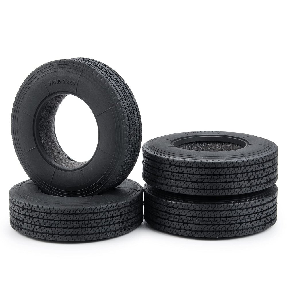 Que-T 4pcs 22mm Wheel Tires Tyres 1/14 RC Tires for Tamiya Trailer Tractor Car Upgrade Parts