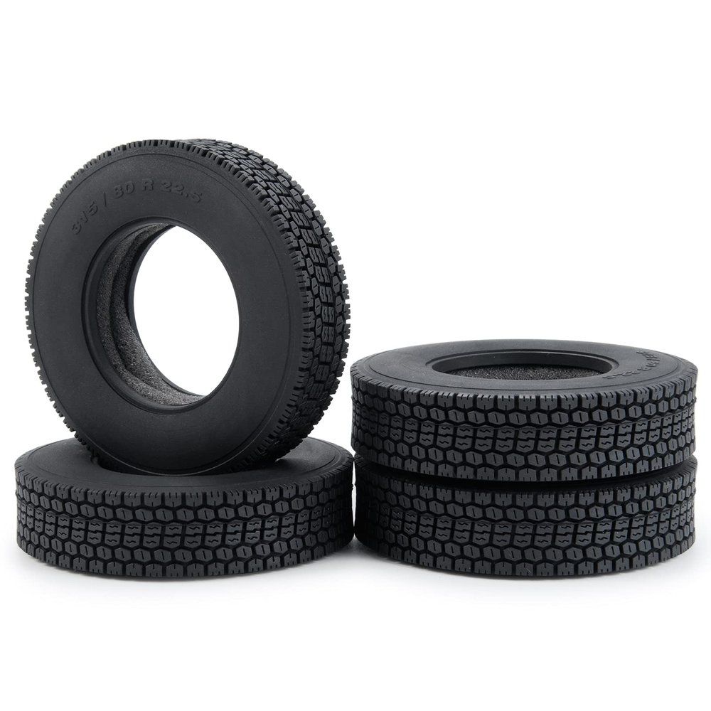 Que-T 22mm RC Wheel Tires 4pcs 1/14 RC Tires for 1/14 Tamiya Trailer Tractor Truck Upgrade Parts