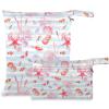 visesunny Coral Fish Starfish Blue Stripe 2Pcs Wet Bag with Zippered Pockets Washable Reusable Roomy for Travel,Beach,Pool,Daycare,Stroller,Diapers,Dirty Gym Clothes, Wet Swimsuits, Toiletries view 1
