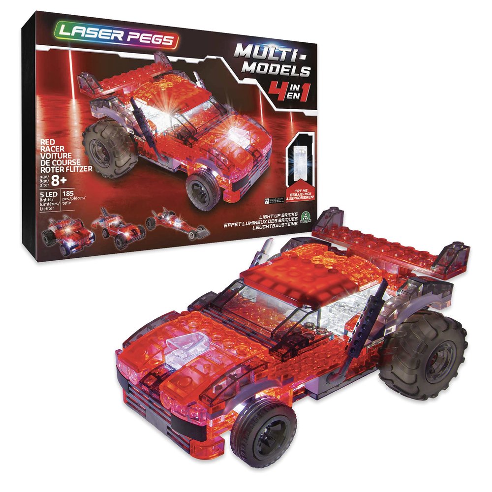 giochi preziosi s.p.a. LAU01000 Laser Pegs Models-4-in-1 Red Racer, Multi Colour