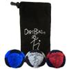 DIRTBAG Classic Footbag 3 Pack with Pouch, Unique, Footbag Set with Signature Carry Bag - Blue/Grey/Red with Black Pouch. view 1