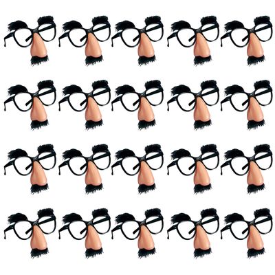 PPXMEEUDC 20 PCS Disguise Glasses with Funny Nose Funny Glasses with Eyebrows and Mustache Perfect Party Favors for Costume Halloween and Birthday Parties