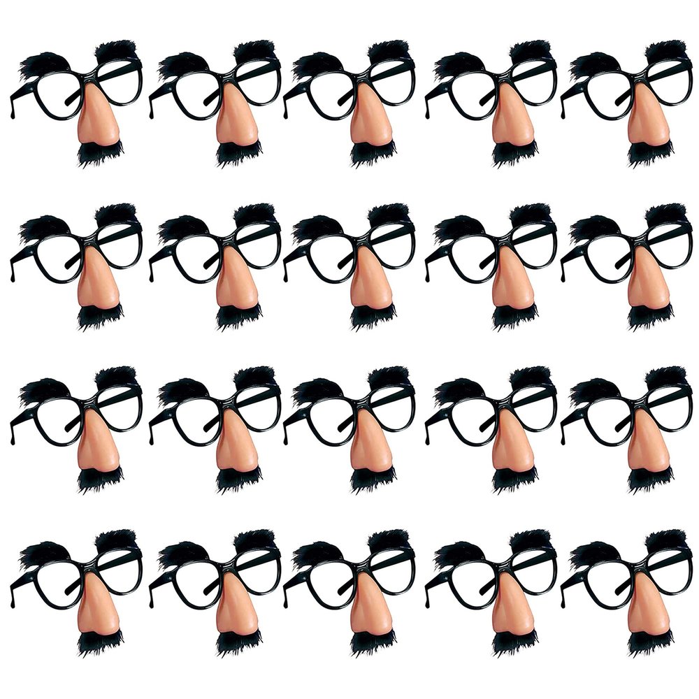 PPXMEEUDC 20 PCS Disguise Glasses with Funny Nose Funny Glasses with Eyebrows and Mustache Perfect Party Favors for Costume Halloween and Birthday Parties